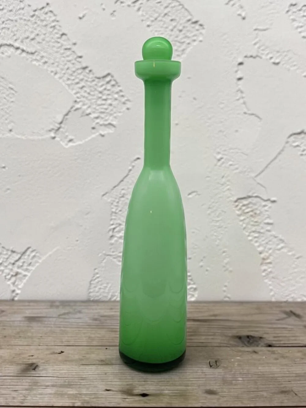 MCM Holmegaard Otto Brauer Green Cased Glass Gulvvase Bottle Decanter W Stopper